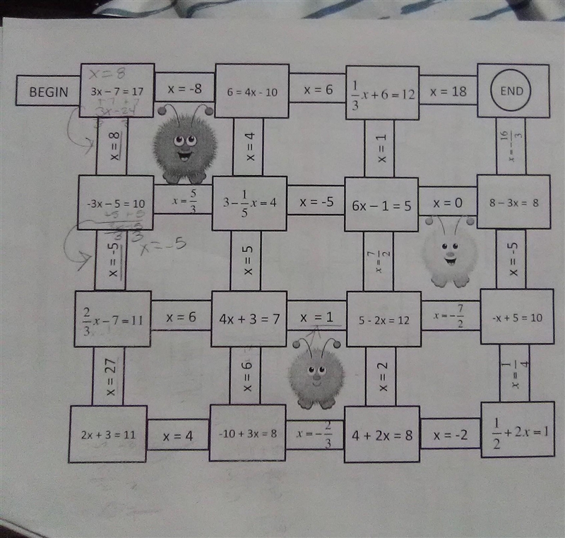 Help? It's a maze sort of worksheet where you have to find the right answers to reach-example-1