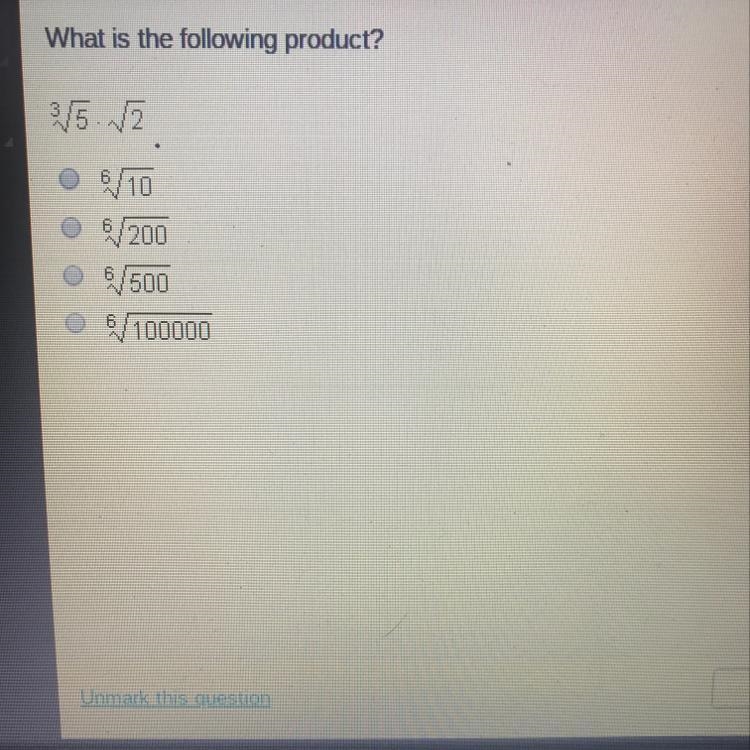 What is the following product? ^3 square root 5 * square root 2-example-1