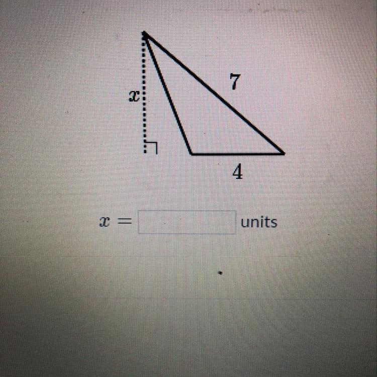 The triangle shown below has an area of 10 units. Find x.-example-1