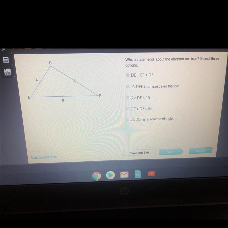 HELPPPPP Which statements about the diagram are true? Select three options. DE + EF-example-1