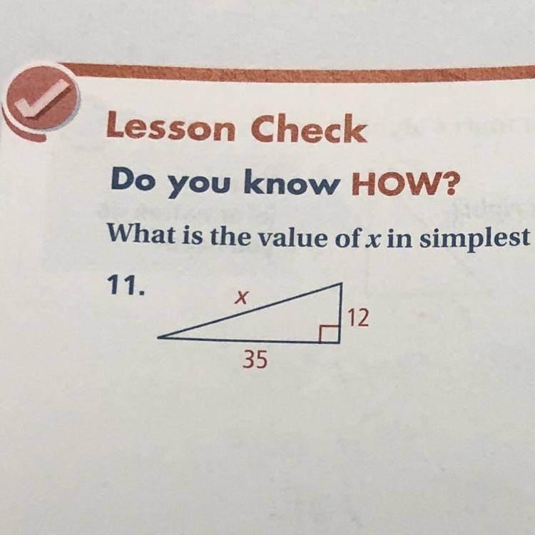 What is the value of x in simplest radical form?-example-1