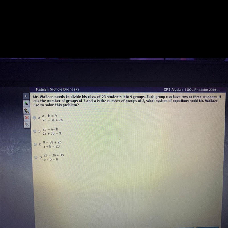 Mr. Wallace needs to divide his class or 23 students into 9 groups. Each group can-example-1