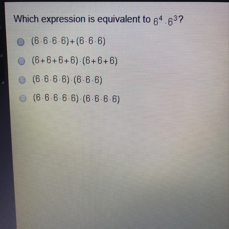 Which expression is equivalent to this please in need help-example-1