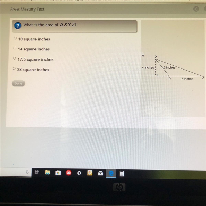 What is the area of triangle XYZ-example-1