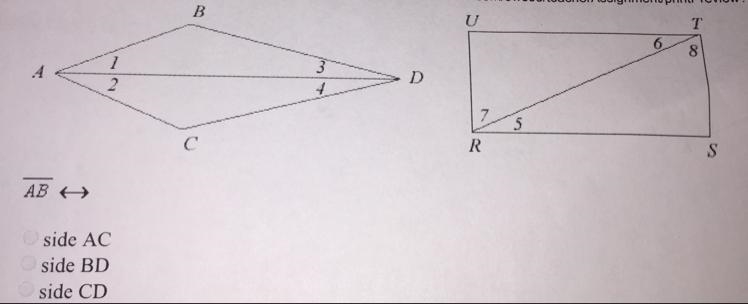 Choose the correct correspondence AB <-> Options 1.Side AC 2.Side BD 3.Side-example-1