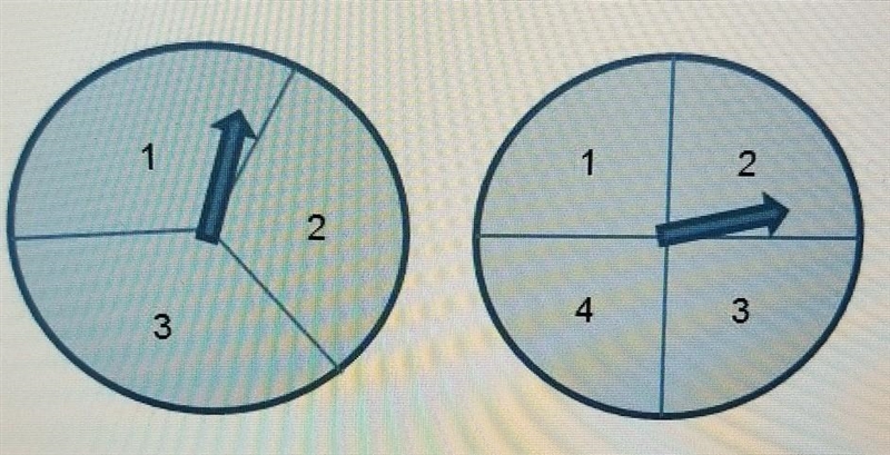 PLEASE HELP TIMED!!!!! The spinners shown below are each spun one time. What is the-example-1