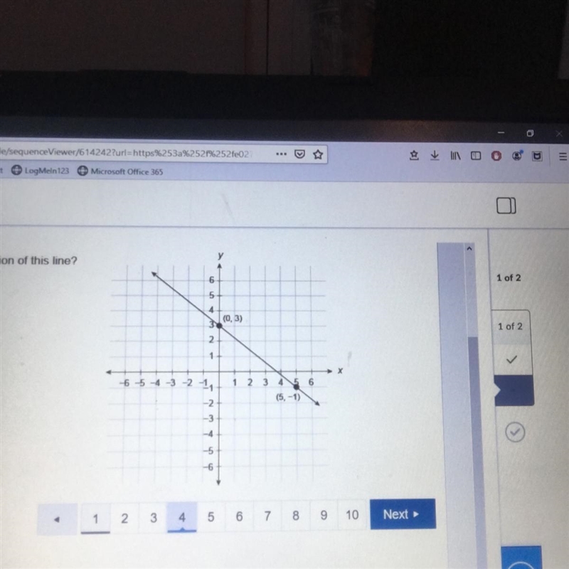 What is the slope intercept form of the equation of this line-example-1