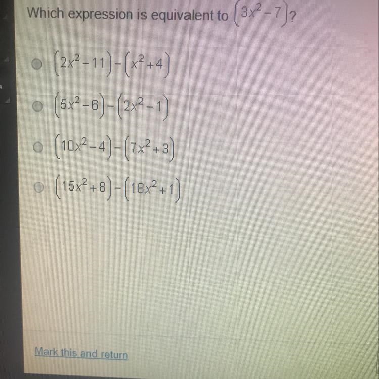 What expression is equivalent to (3x^2-7)-example-1