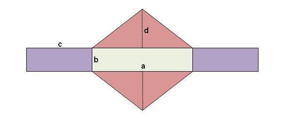 The figure below is a net for a triangular prism. Side a = 45 inches, side b = 14 inches-example-1