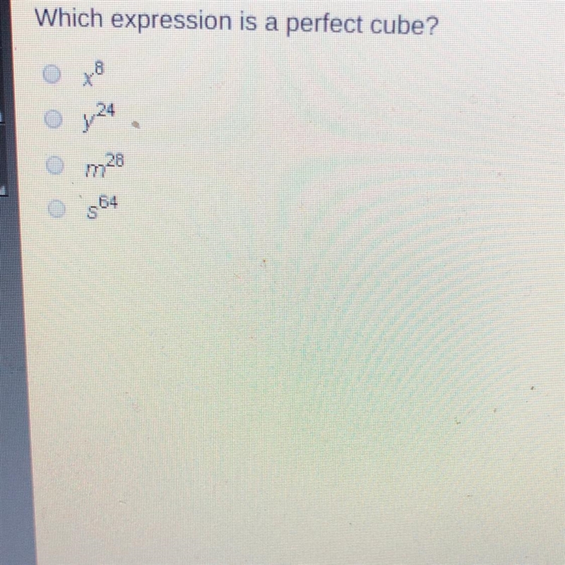 Which expression is a perfect cube?-example-1