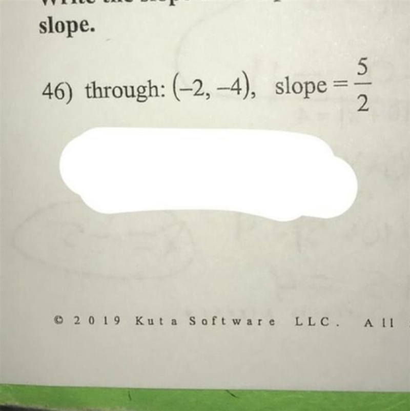 “write the slope-intercept form of the equation of the line through the given point-example-1