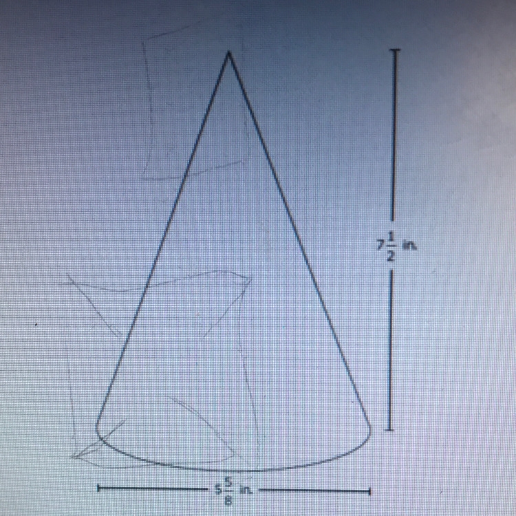 A cone and it’s dimensions are shown in the diagram. What is the volume of the cone-example-1