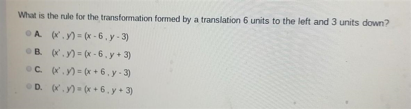 someone help!! what is the rule for the transformation formed by a translation 6 units-example-1