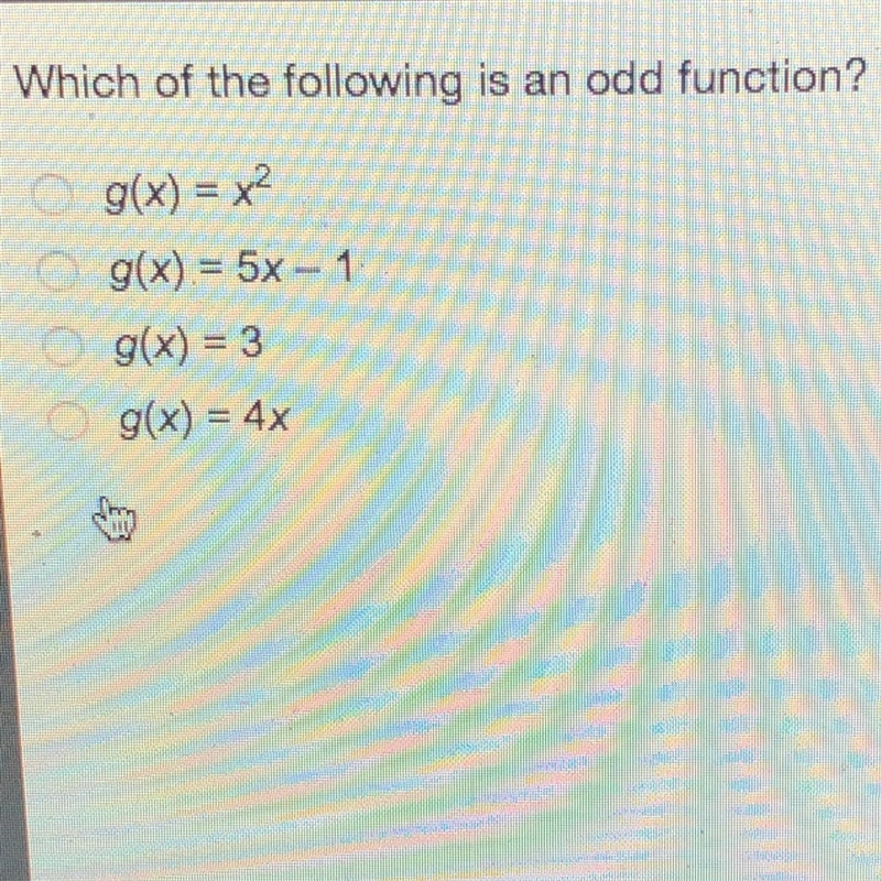 Which of the is an odd function-example-1