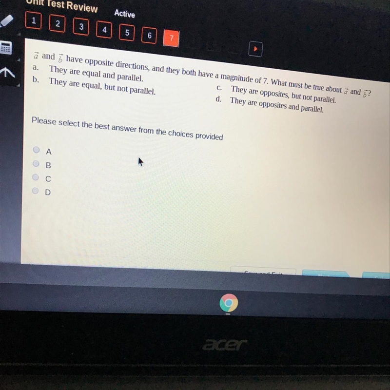 A and b have opposite directions, and they both have a magnitude of 7 what must be-example-1