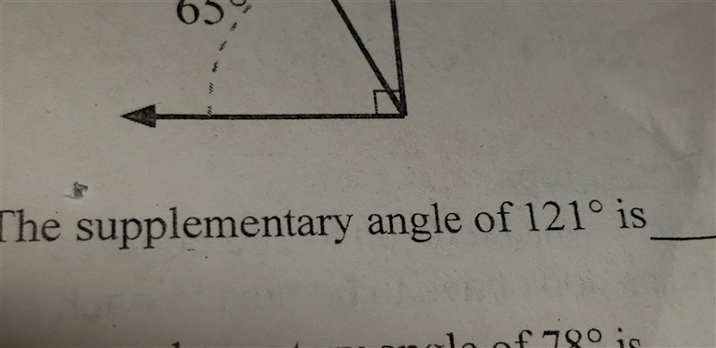 Whats the supplementary angle of 121°?-example-1