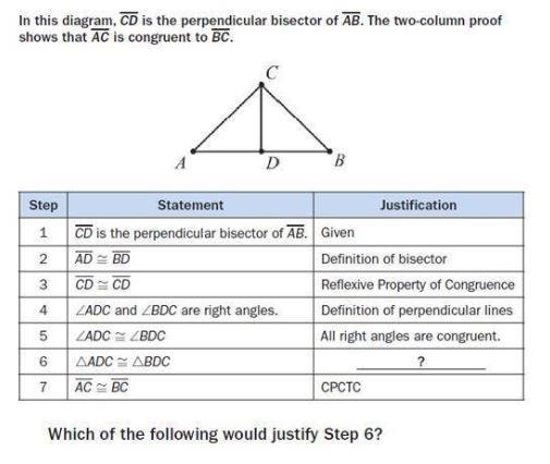 Which of the following would justify step 6? A) AAS B) ASA C) SAS D) SSS-example-1