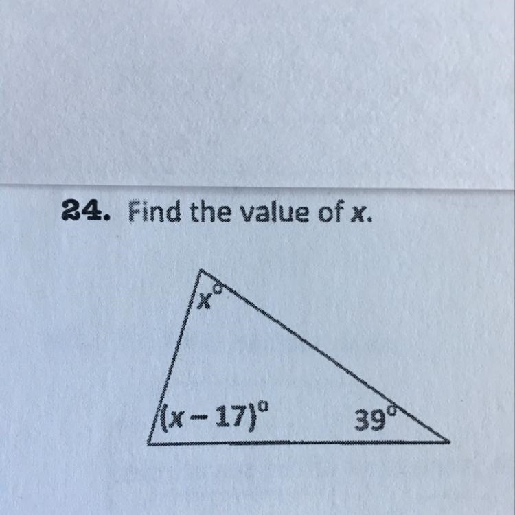 What does x equal? Thanks!-example-1