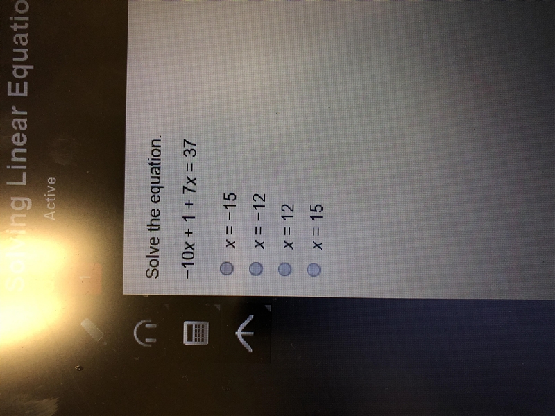 Solve the equation. -10x + 1 + 7x = 37-example-1