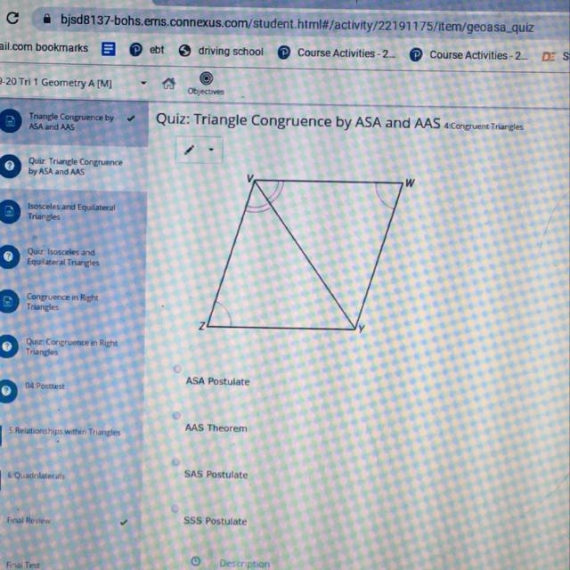 Look at the figure. Name the postulate or theorem you can use to prove the triangles-example-1