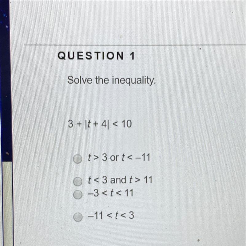 Please help 3 + |t+4|<10-example-1