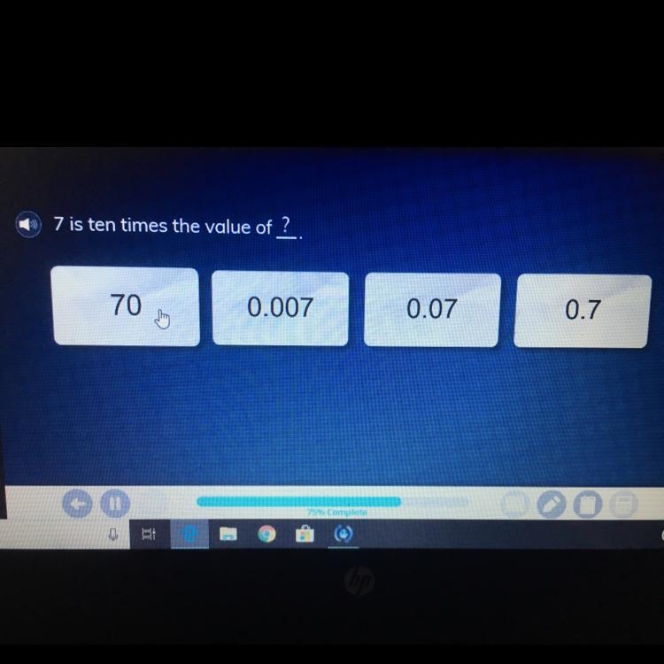 Seven is ten times the number of _______-example-1