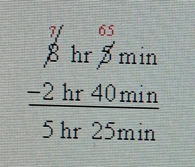 School started at 8:05 a.m and ended at 2:40p.m. the work below shows Erica's calculation-example-1