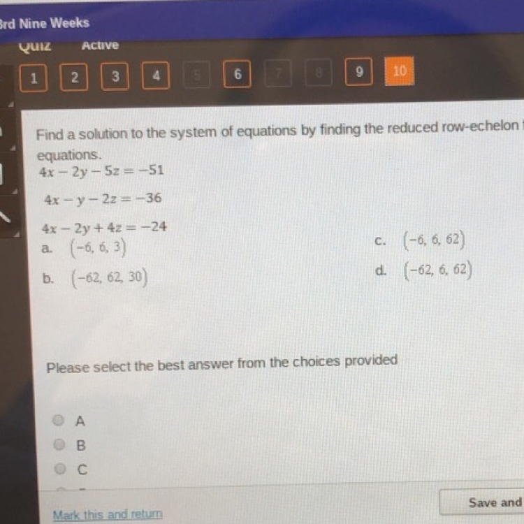 Find a solution to the system of equations by finding the reduced row-echelon form-example-1