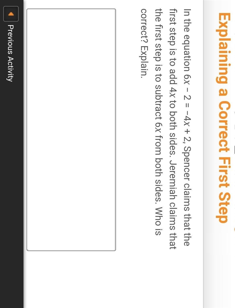 PLS HELP ASAP! In the equation 6x − 2 = −4x + 2, Spencer claims that the first step-example-1