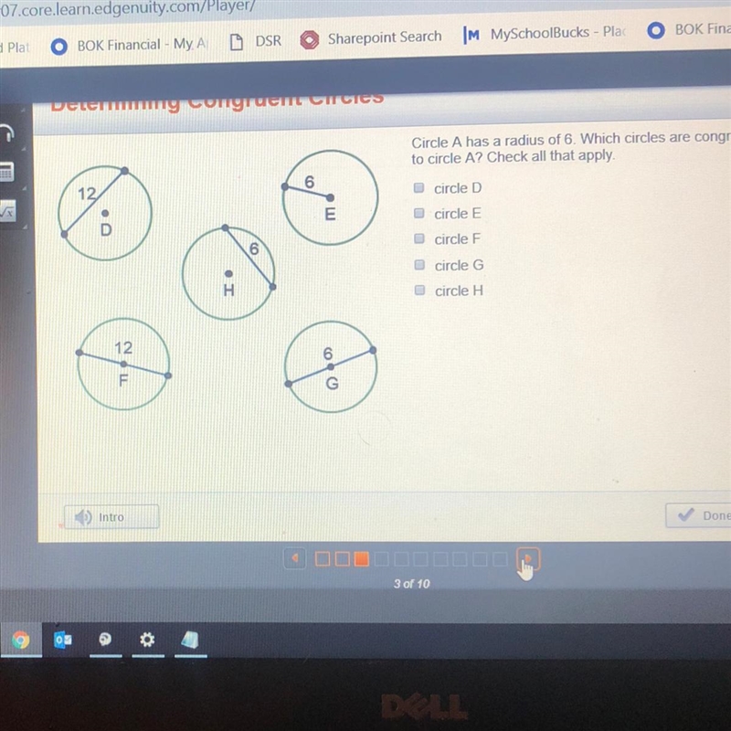 Circle A has a radius of 6. Which circles are congruent to circle A? Check all that-example-1