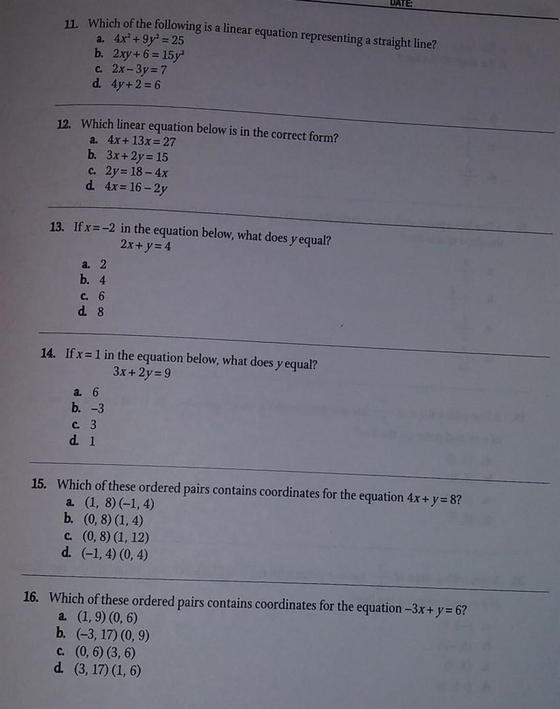 Which of the followint iw a linear equation which linear equation brlow is in the-example-1