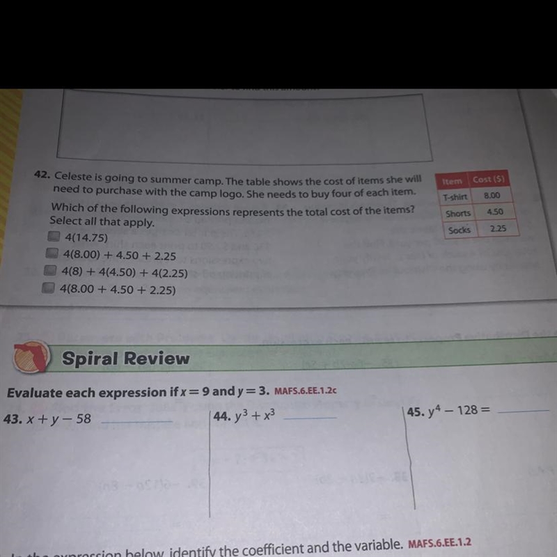 Evaluate each expression if x=9 and y= 3. please help-example-1