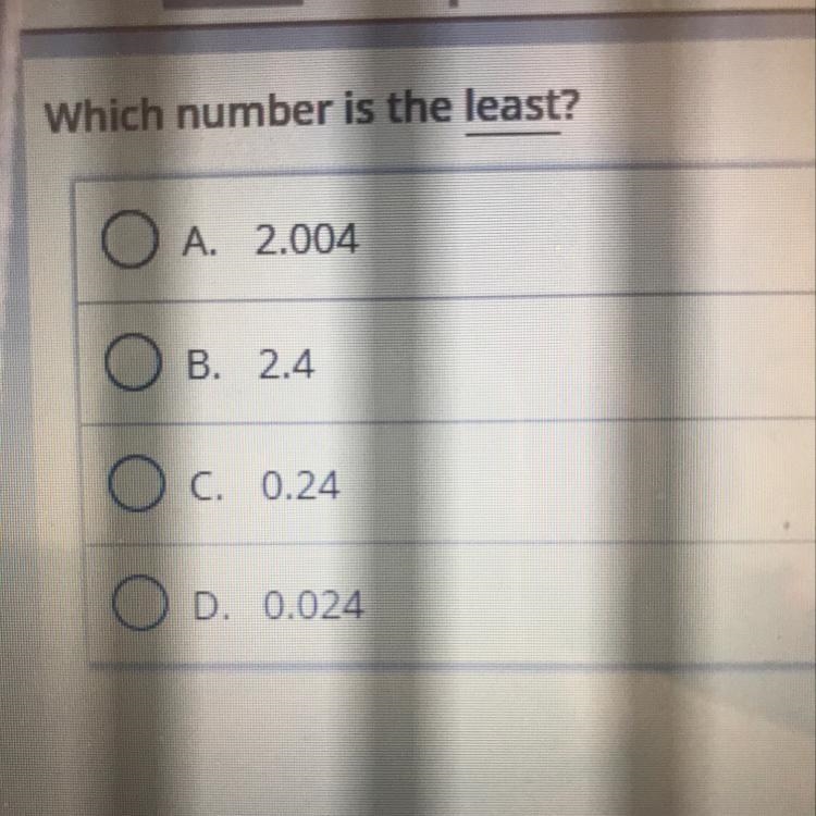 A. 2.004 B. 2.4 C. 0.24 D. 0.024-example-1