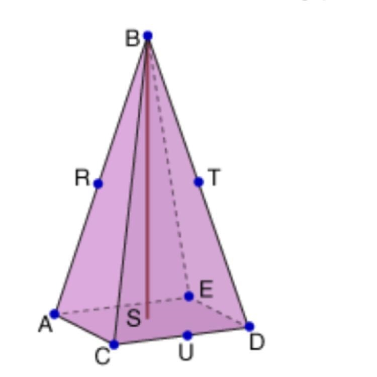 Which of the following points is not coplanar with points C, D and E? R A S U-example-1