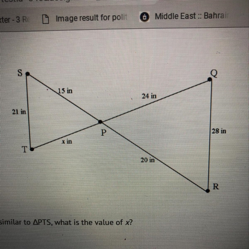 Given that PQR is similar to PTS, what is the value of x?-example-1