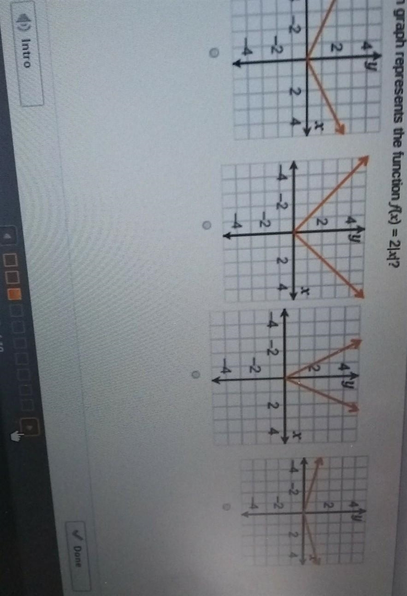 Which graph represents the function f(x) =2|x|?​-example-1