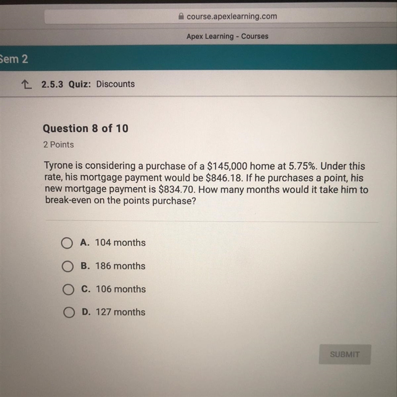 Tyrone is considering a purchase of a $145,000 home at 5.75%. Under this rate, his-example-1