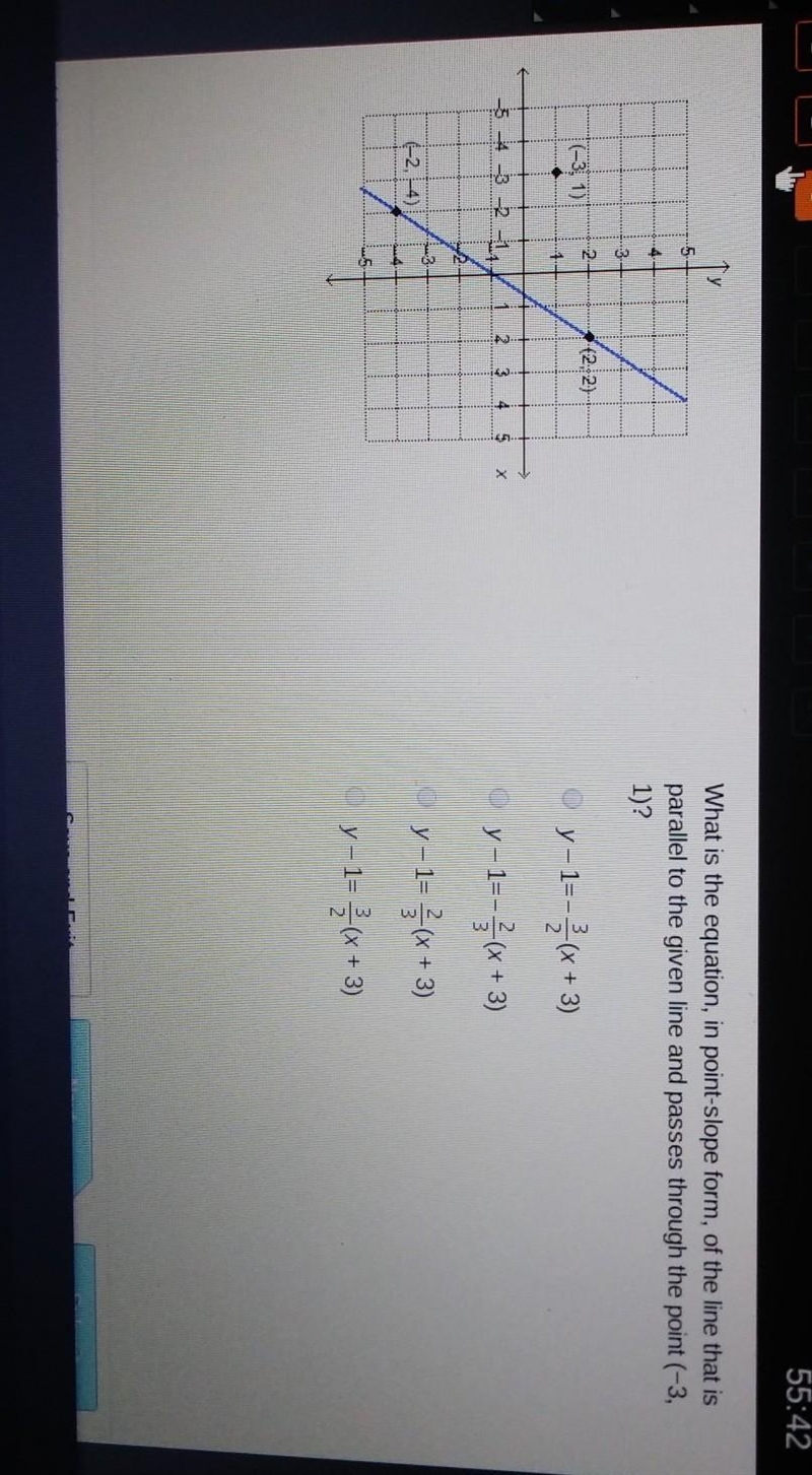 what is the equation in slope form of the line that is parallel to the given line-example-1