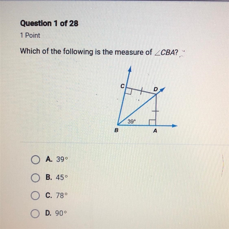 Which of the following is the measure of-example-1