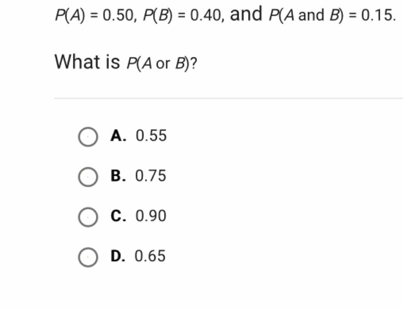 What is P(A or B)...?-example-1