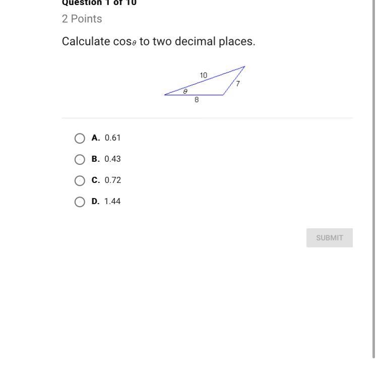 Calculate cos 0 to two decimal places-example-1