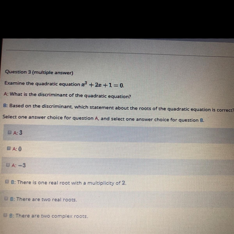 Select one answer for part A and one answer for part B-example-1