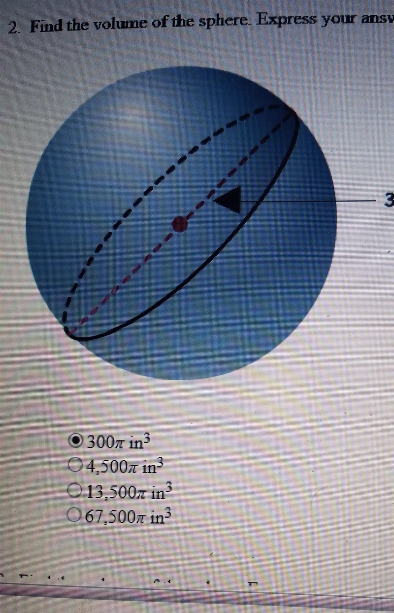 Find the volume of the sphere. express your answer in term of Pie​-example-1