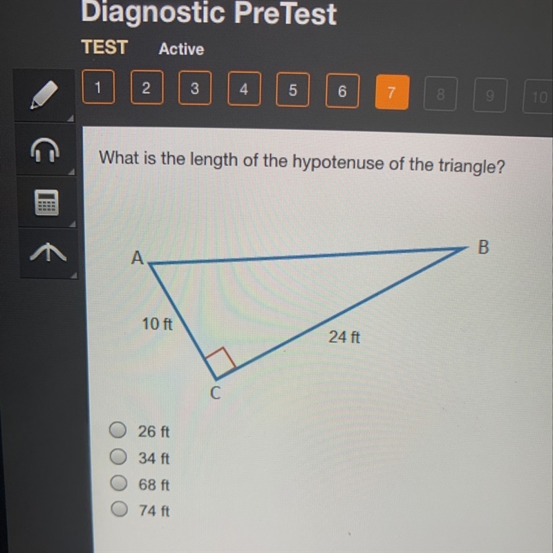 What is the length of the hypotenuse of the triangle-example-1