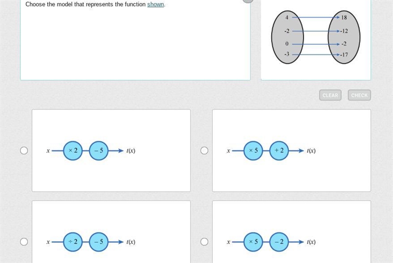 Choose the model that represents the function-example-1