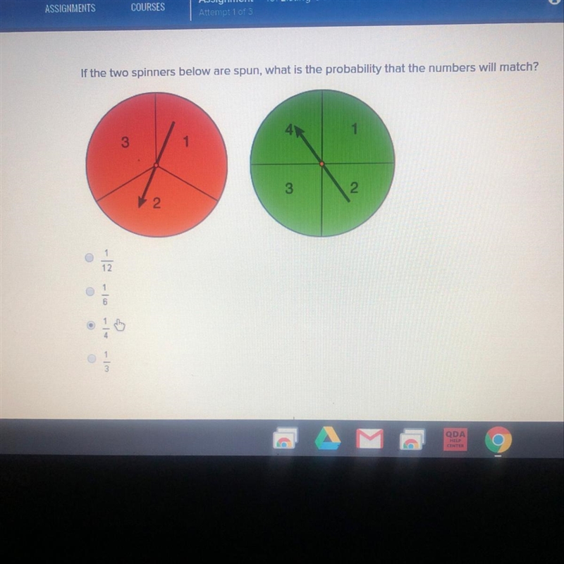 If the two spinners below are spun, what is the probability that the numbers will-example-1