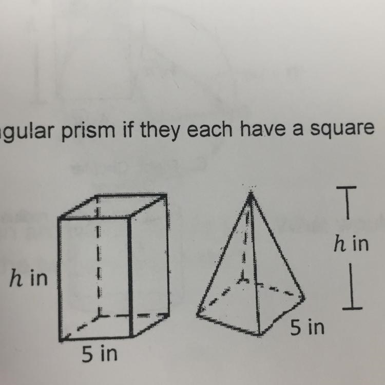 Explain the relationship between the volumes of a square pyramid and a rectangular-example-1