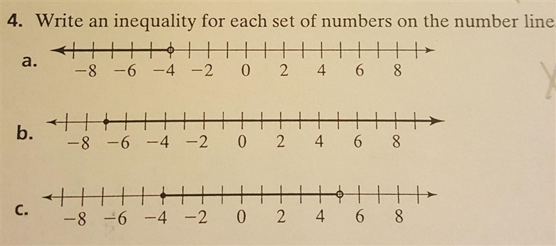 Write an inequality for each set of numbers on the number line​-example-1