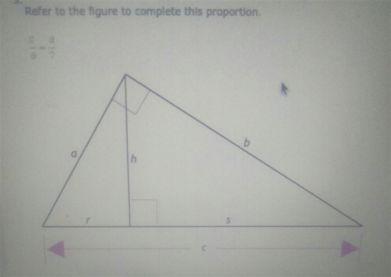 PLEASE HELP!! A.S.A.P!!! Similarity In Right Triangles, Refer to the figure to complete-example-1