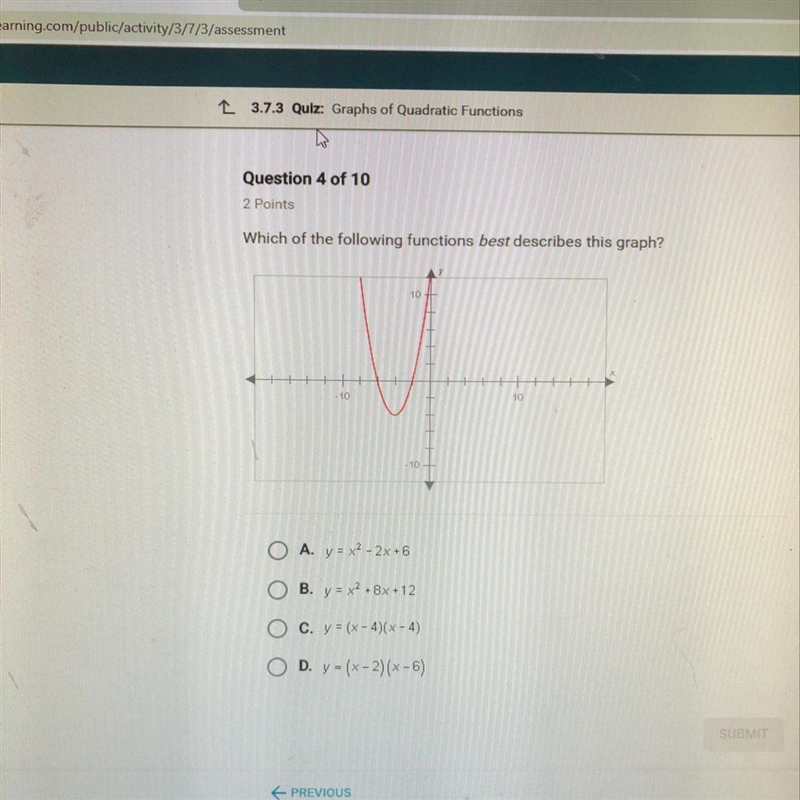 Which of the following functions best describes this graph?-example-1